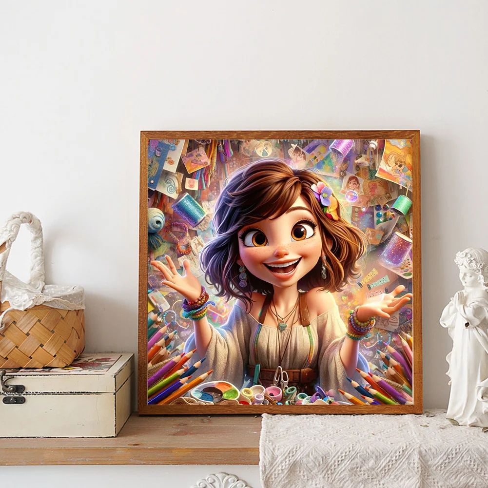 Full Round Diamond Painting 30*30cm - Girl