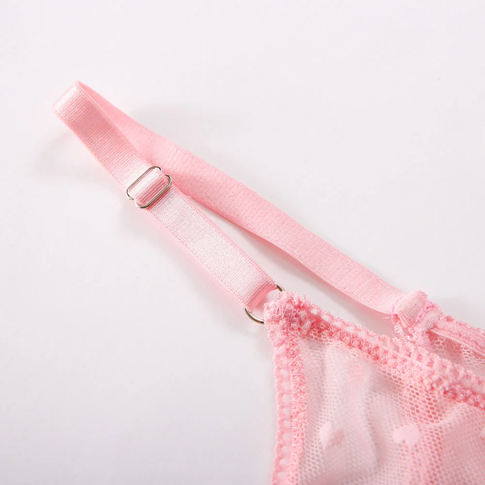 Billionm SexeLakas Pink Nightwear Sexy Transparent See Through Lace Underwear Lingerie Ruffles Heart Shape Intimate Sexual Clothing Sex