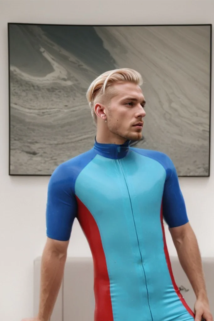 Men Three-Color Latex Bodysuits