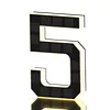 LED Illuminated Modern Address Sign Waterproof Personalized Solar Powered Address Number Dusk To Dawn Adhesive Or Screw Mount for Outside House Light Up Courtyard Hotel Bar