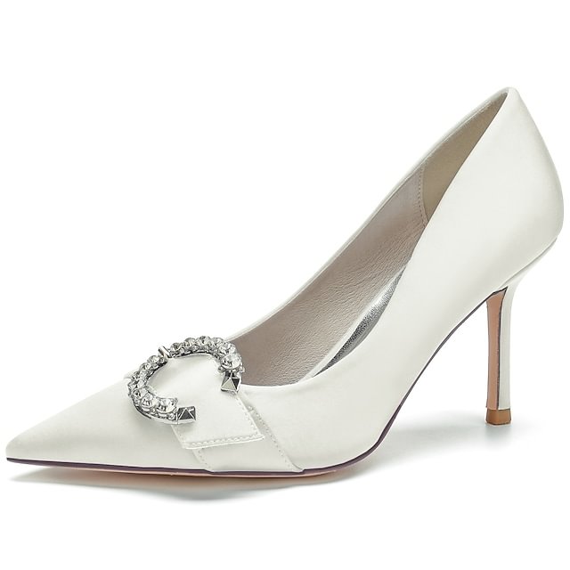 Women's Wedding Shoes Rhinestone Pointed Toe Elegant Sweet Stiletto Heels 