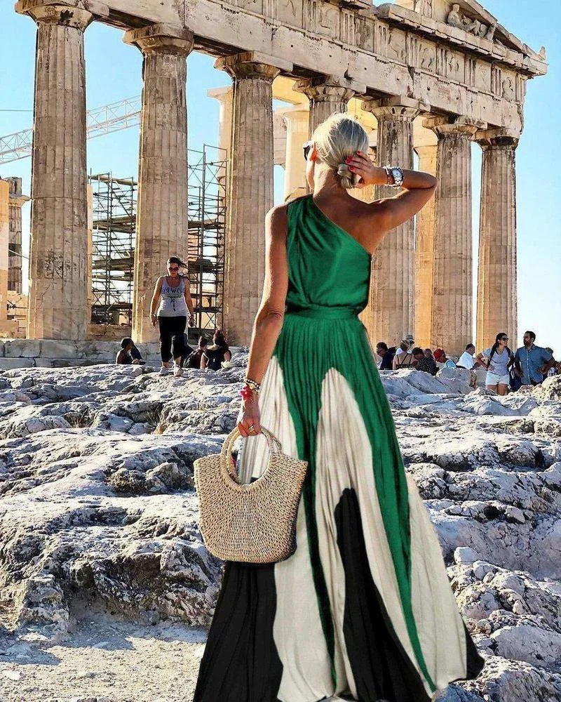 To the Maxi Pleated One-shoulder Dress-MERUMOTE