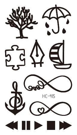 Small Sexy Lips Leaf Black Cartoon Temporary Tattoo Cute Star Tattoo Sticker Love Women Body Finger Art Waterproof Tatoo