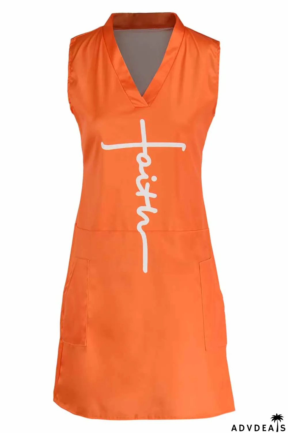 Yellow Fashion Casual Print Split Joint V Neck Sleeveless Dress