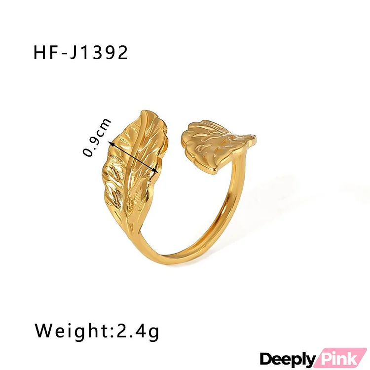 Women Fashion Simple Geometric Hollow Leaf Floral Snake Titanium Steel Ring