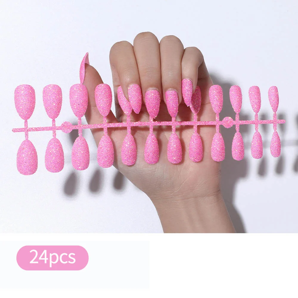 Free shipping fake nails Nail Art Decorations 24pcs Fake Nails Solid Color Frosted Matte Full Cover новогодние накладные ногти-Nail Inspo