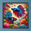 Diamond Painting -DIY Round Drill Fighting Fish in the Flower Bushes(40x40cm)