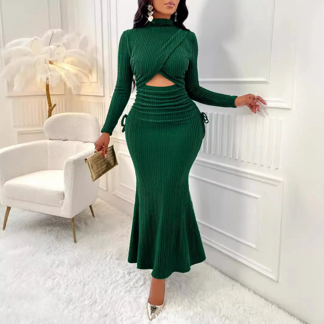 Woherb Woherb Style Women's New Temu Autumn New Round Collar Dress-Outfit Ideas