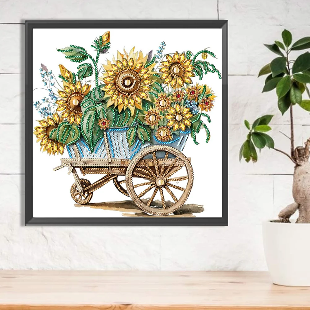 Diamond Painting - Partial Special Shaped Drill - Flower Car(Canvas|30*30cm)