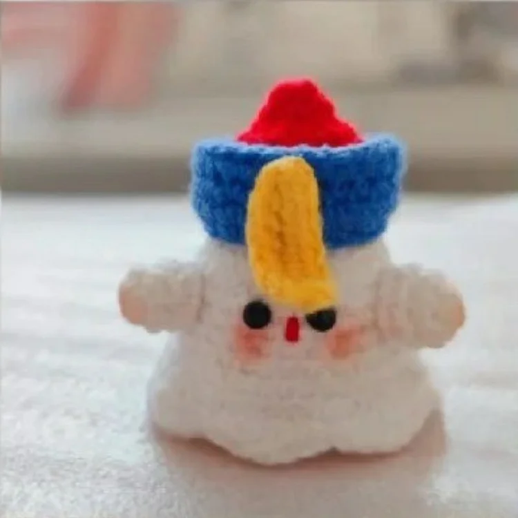 Lulusnow Handmade Blue Halloween Amigurumi Ghost Cute Hat  Crochet Key Pendant Bag Accessories Key Pendant