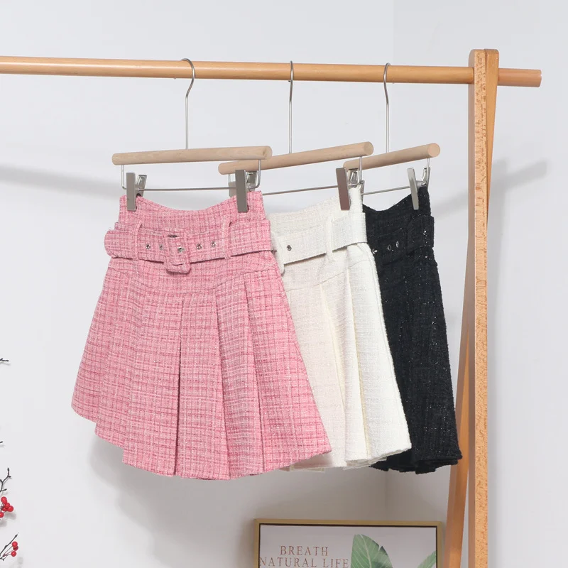 Uveng Autumn And Winter New Coarse Flowers Of The Hundred-Fold Skirt Pink Skirt High Waist Slim Skirt A Word Anti-Light Skirt 8211