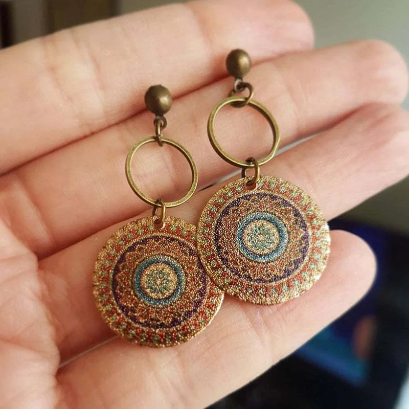 Vintage Bronze Mandala Earrings