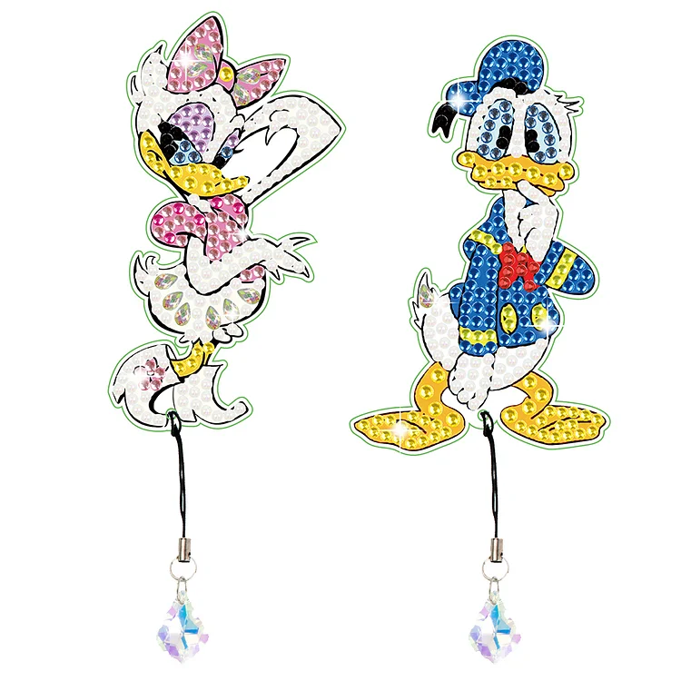 【Bookmark】【Pendant】2Pcs Special Shape Donald Duck Diamond Art Bookmark with Pendant for Book Lovers