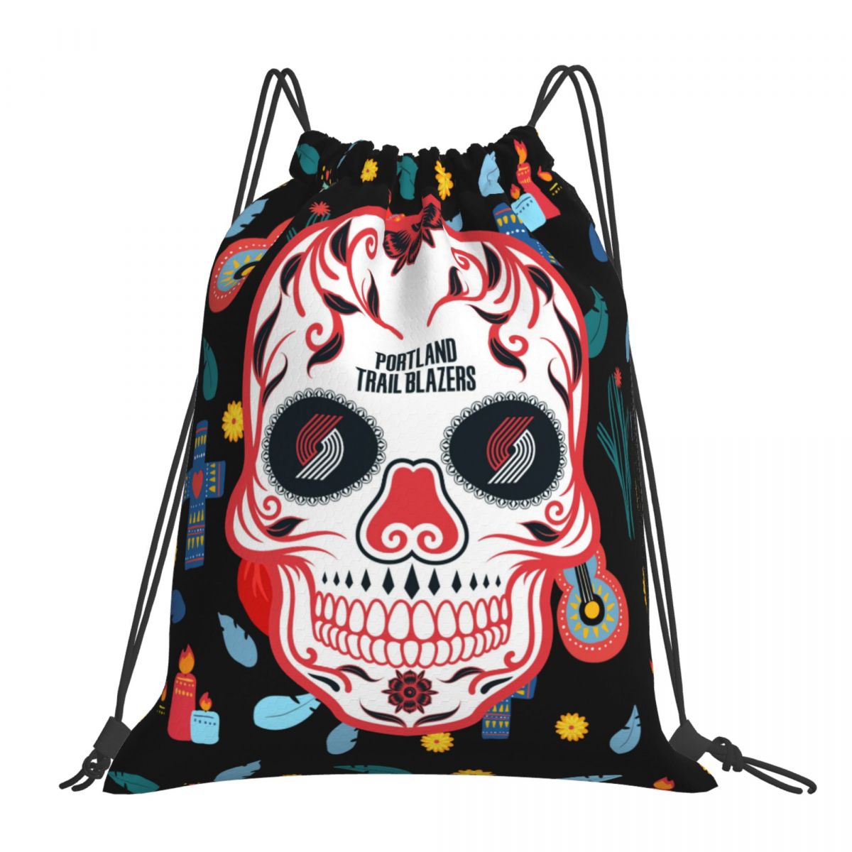 Portland Trail Blazers Skull Foldable Sports Gym Drawstring Bag