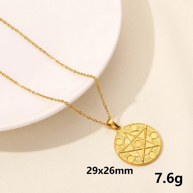 304 Stainless Steel Casual Minimalist Plating Sun Star Moon Pendant Necklace