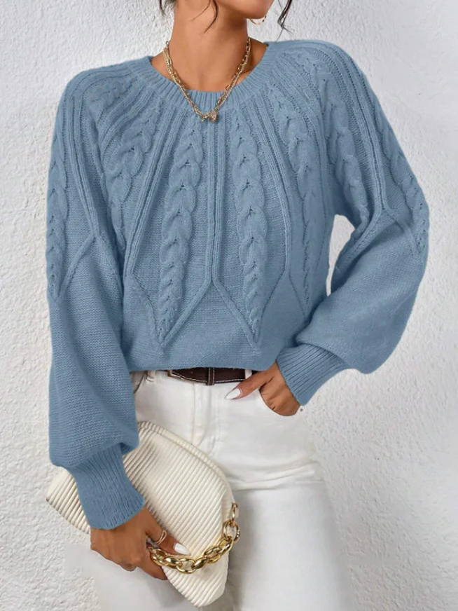 Athvotar Athvotar 2025 New Solid Color Collar Long-Sleeved Jersey Elegant Loose Sweater Woman