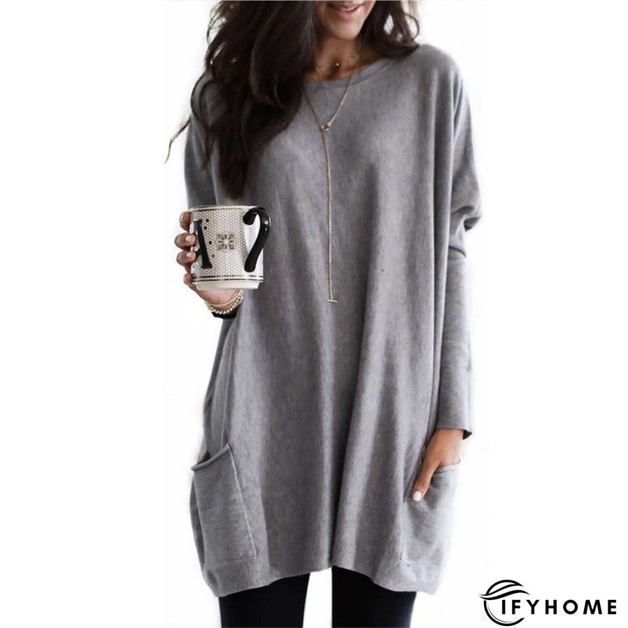 Flannel Crew Neck Loosen Dress | IFYHOME