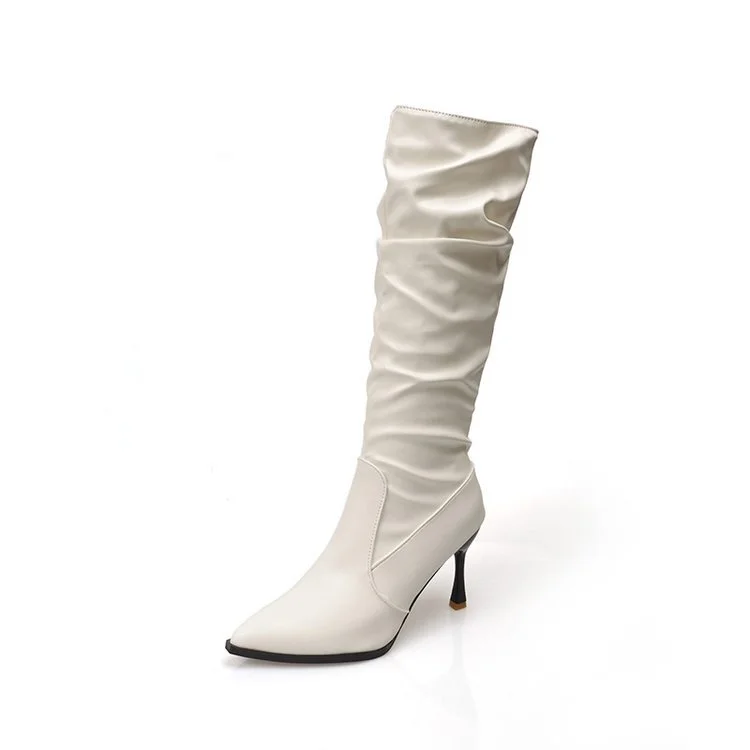Yyvonne Folded High-Heeled Boots Women Autumn Tide And Piles Of Boots High But Knee-High Fashion Knight Boots