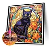Diamond Painting-DIY Full Round Drill Stained Glass Cat