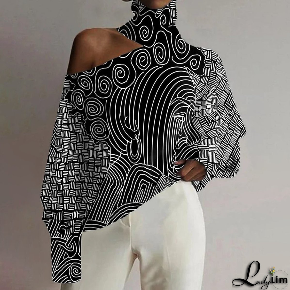Unique Long Sleeve Printed Top