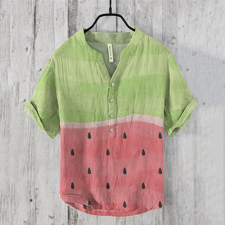 I Hope Peace Forever Print Linen Blend Cozy Shirt