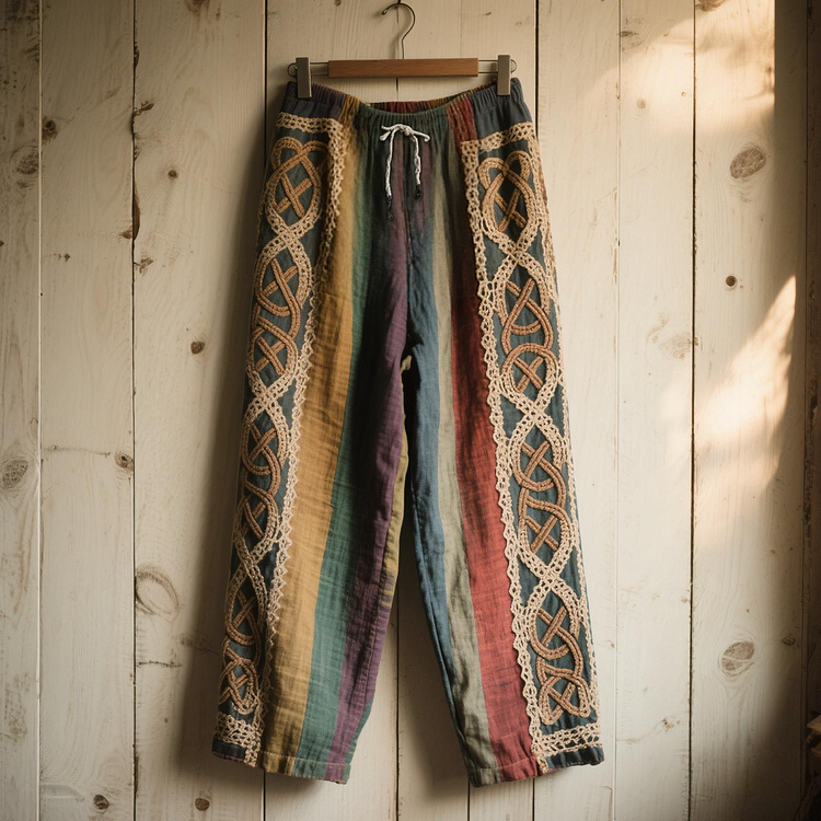 Women's Rainbow Celtic Knot Lace Art Comfort Casual Pants