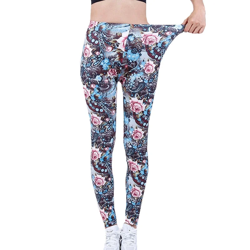 CUHAKCI Sexy Patch Print Legging Pencil Pants Female Fitness Jeggings Women Lady Streetwear Workout Trousers