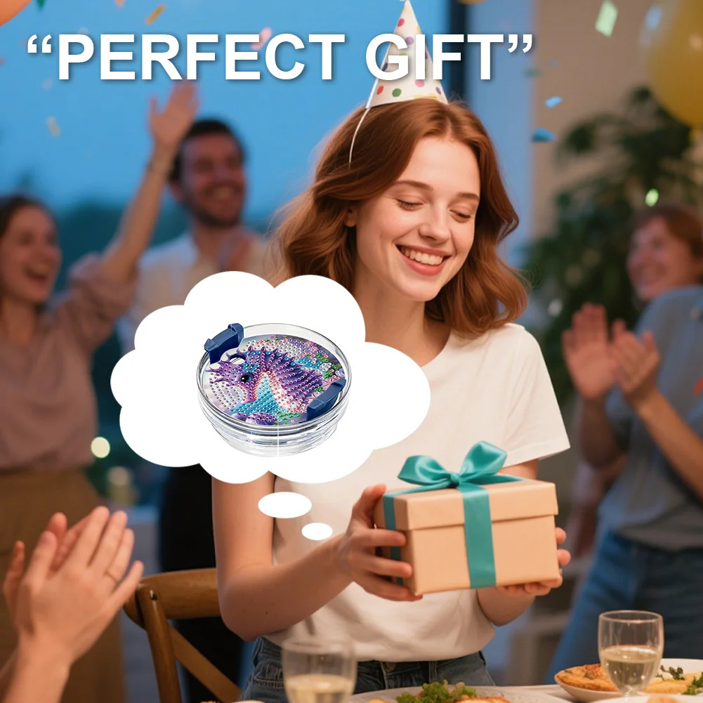 8pcs Seahorse Owl DIY Diamond Art Cup Lid Accessories Bling Tumbler Lid Plate