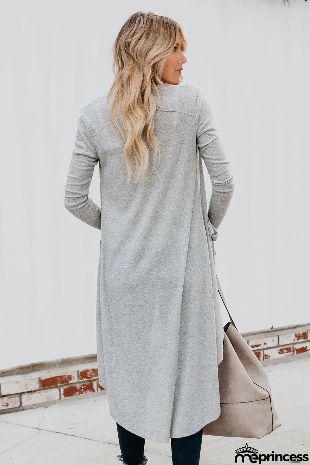 Selected Button Pocketed High Low Cardigan