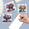 6pcs Diamond Painting Independence Day Flowers Greeting Card with Envelope for Family Friends Holiday Gift Congratulations