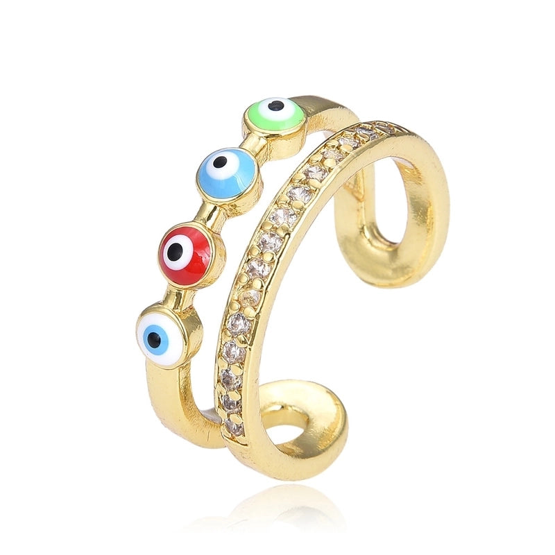 Fashion Devil’s Eye Copper Inlay Zircon Open Ring 1 Piece