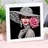 Lady Special Shape Partial Drill Dimond Art Paintings with Plastic Frame 17x17cm