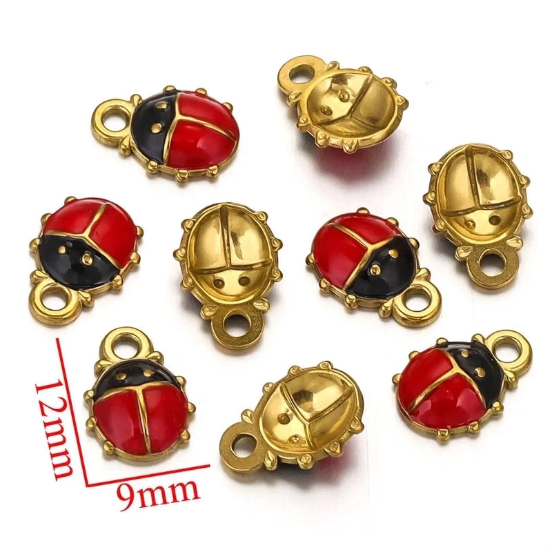 10 PCS/Package 12*16mm 304 Stainless Steel Beetles Pendant