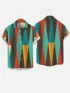 Plaid Series Multicolor Geometric Patchwork Printing Men's Short Sleeve Shirt