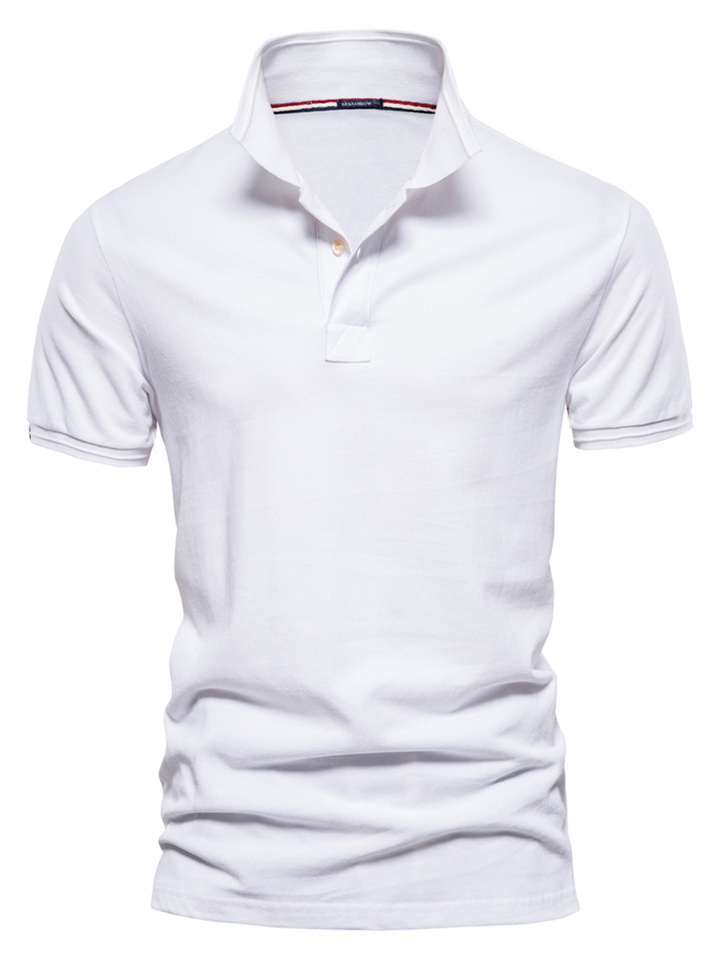 Summer New Lapel Casual Men's POLO Shirt Fashion Solid Color Wear-resistant Slit Men's Cotton Short-sleeved European Size Tops
