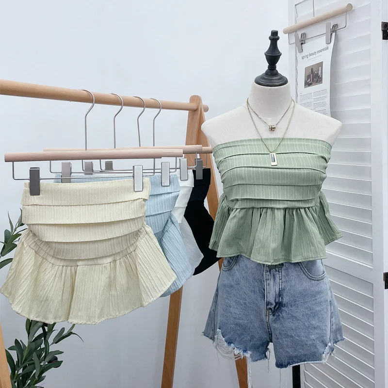 Nigikala Nigikala And Spicy Wind Wearing A Breast Vest Female Pressure Folded Word To Receive Waist Skirt Short Wrapped Chest-Clothed Backwear 8965