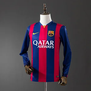 2014/2015 Long Sleeve Retro Barcelona Football Shirt Home 1:1 Thai Quality