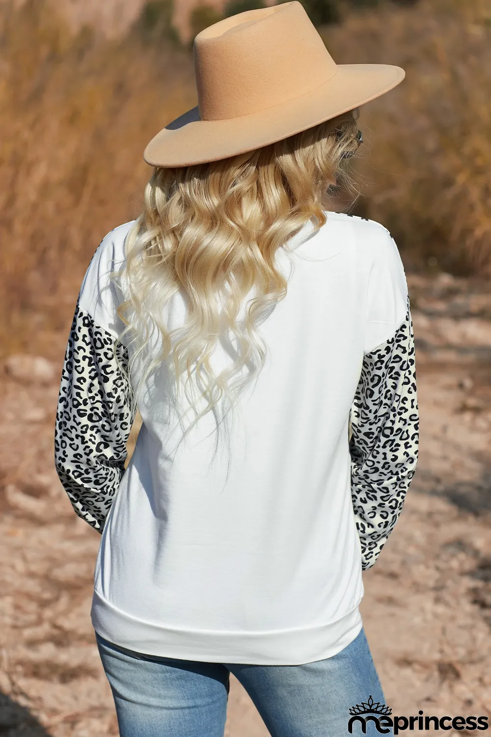 Leopard Stitching Long Sleeve Top
