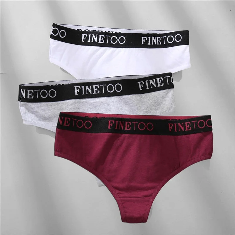 FINETOO 2/3PCS Cotton Sexy Underwear G-string Women M-XL Panties Fashion Letter Waist Femme 2021 Underpant For Woman Thong Girls
