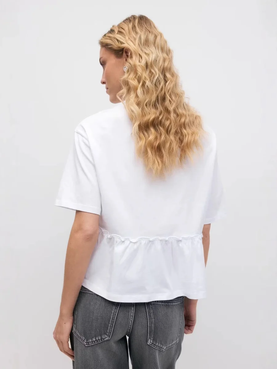 Athvotar Athvotar Spring And Summer New Pure Cotton Collar 100-Fold T-Shirt Top Women Soft And Loose Leisure Top