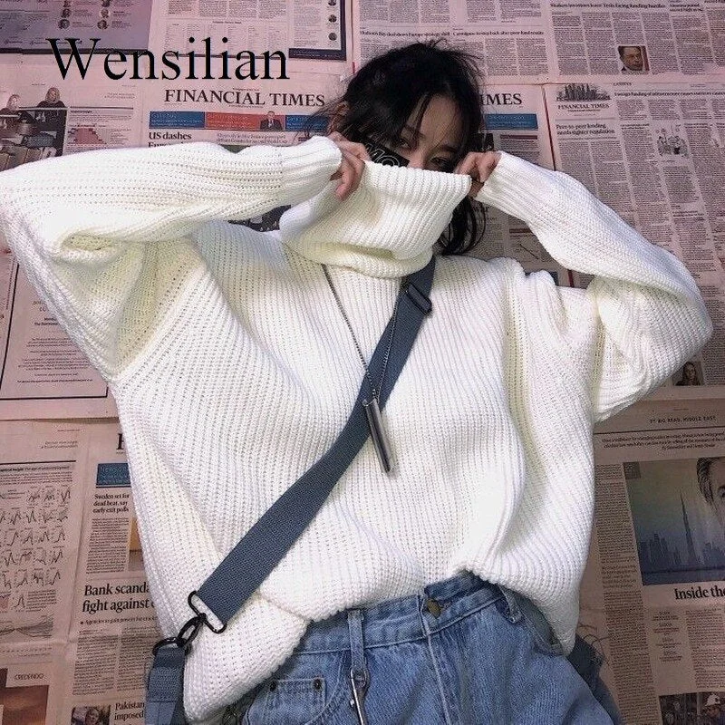 Turtleneck Sweater Women Winter Long Sleeve Thickening Pullovers Female Warm Oversize Fashion Ulzzang Knitted Sweat Mujer