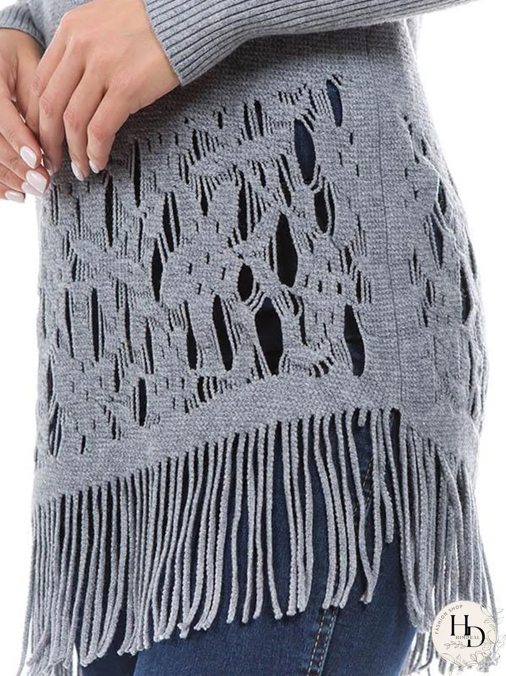 Tasseled Long Sleeves Knitting Sweater Tops