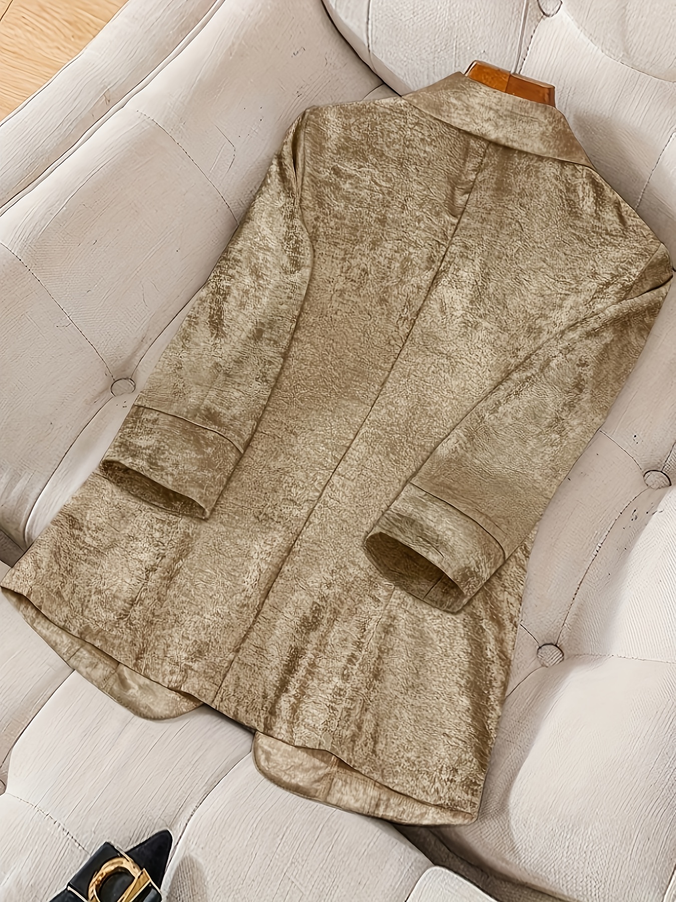 Women's Casual Polyester Blazer | Lightweight, Non-Stretch Fabric | Three-Quarter Sleeve, Single Button Placket | Solid Color, Button Detail | Regular Fit | Summer Jacket | Jacket For Casual Attir | IFYHOME