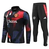2024/2025 Manchester United Half-Pull Training Suit Red blue and black print Football Shirt 1:1 Thai Quality Set
