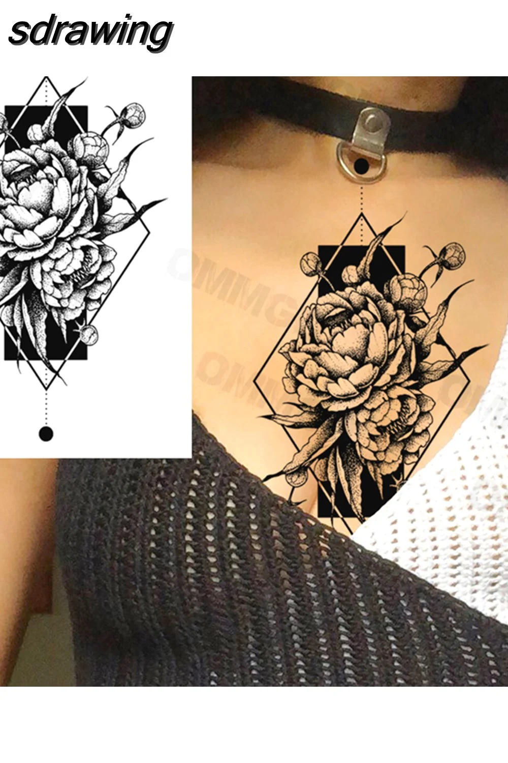 sdrawing Lion Rose Flower Temporary Tattoos For Women Adult Girl Compass Skull Fake Tattoo Arm Thigh Body Art Waterproof Tatoos