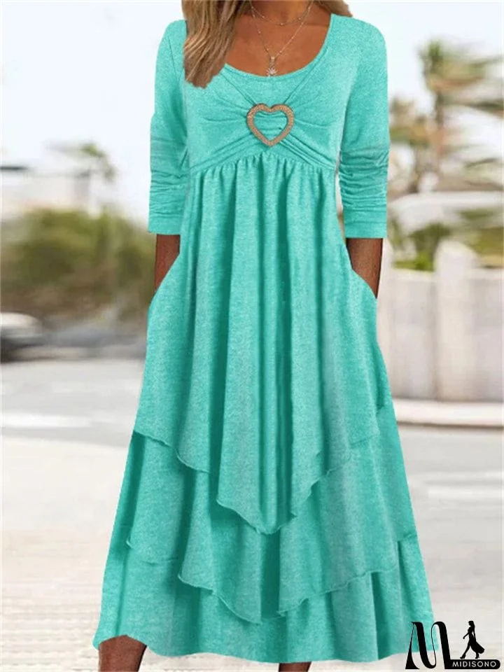 Spring Autumn Casual Waist Multi Layers Female Dresses