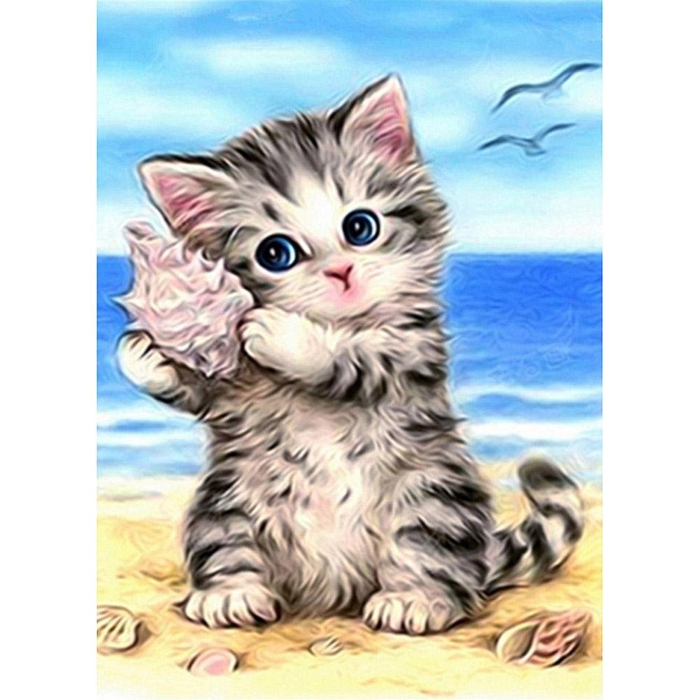 Full Round Diamond Painting Beach Cat (40*30cm)