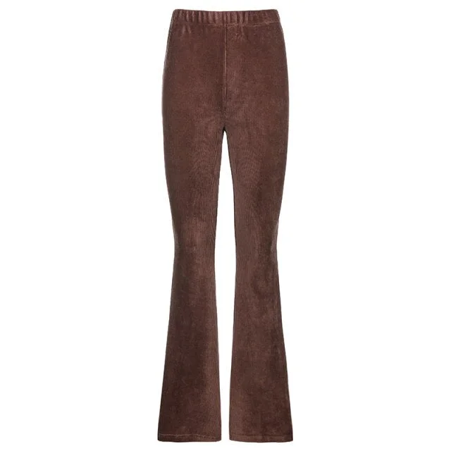 Women Wide Leg Pants Corduroy High Waist Trousers