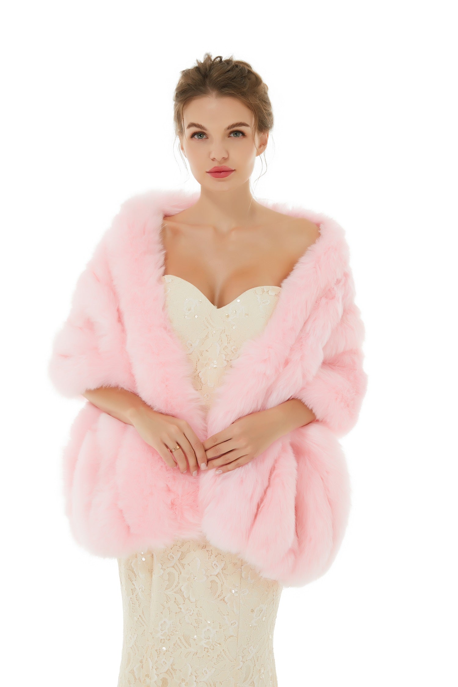 Elegant Pink Soft Faux Fur Wedding Wraps On Sale - lulusllly