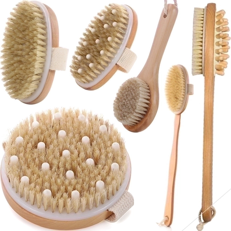 Retro Solid Color Wood Bath Brush/massage Brush 1 Piece
